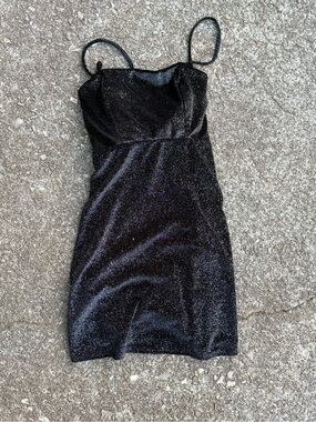Altar’d State Black Sparkle Mini Dress with Spaghetti Straps